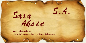 Saša Aksić vizit kartica